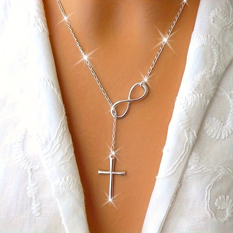 Minimalist Lucky 8-character Cross Short Necklace Jewelry